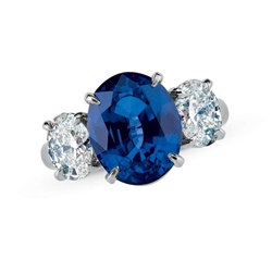 Colored Stone Ring Sapphire and Diamond